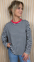 Marinière oversize bleu marine et écru