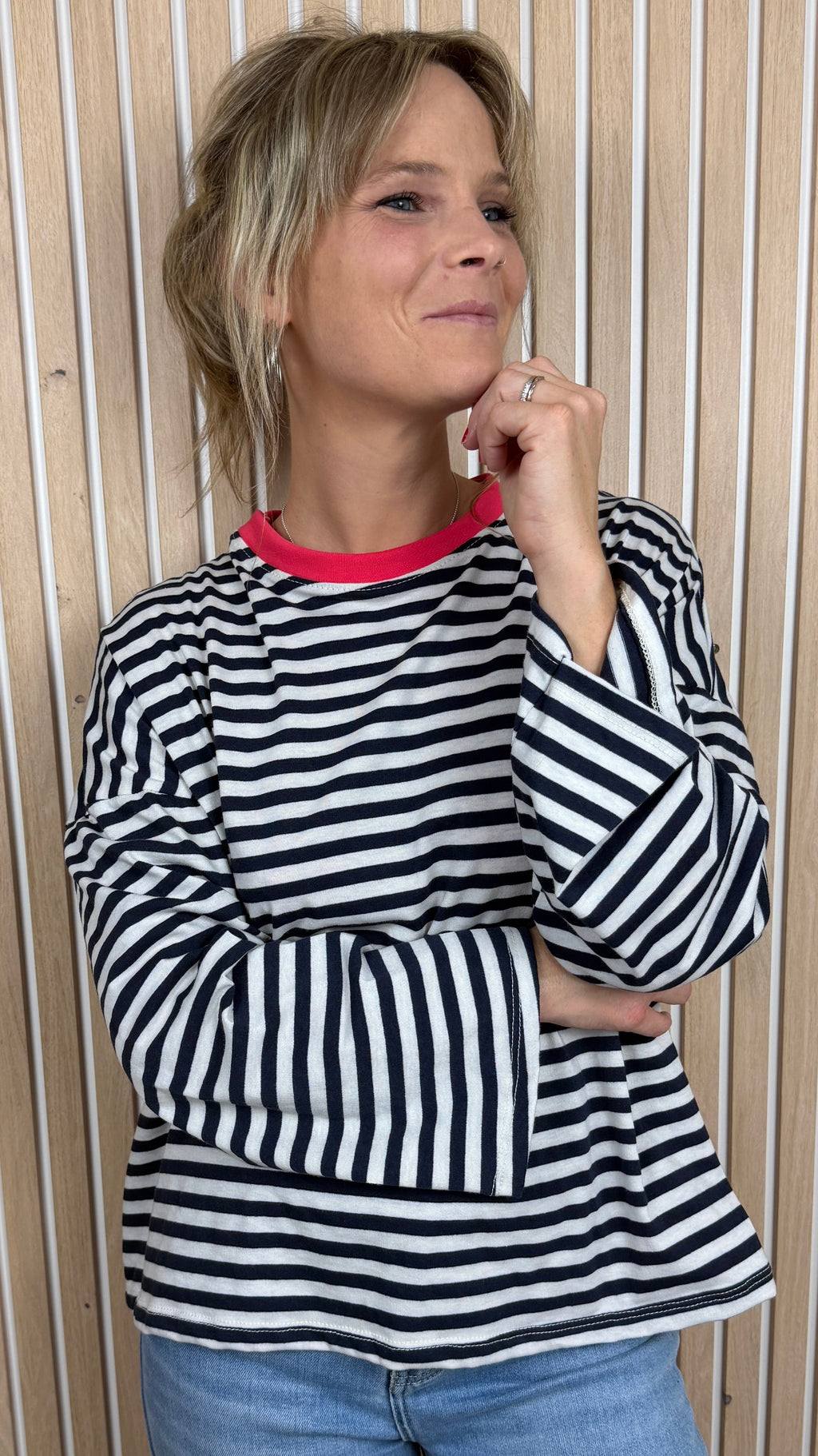 Marinière oversize bleu marine et écru