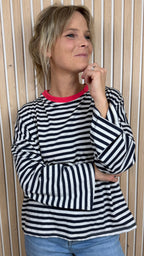 Marinière oversize bleu marine et écru
