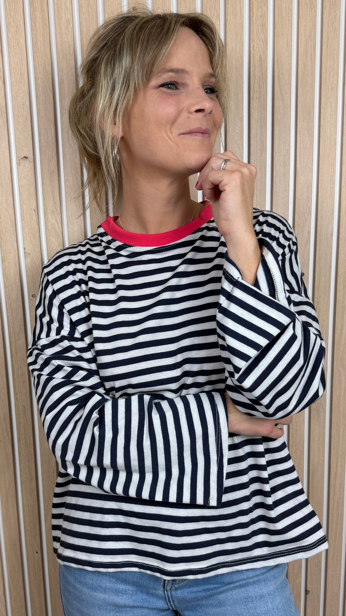 Marinière oversize bleu marine et écru