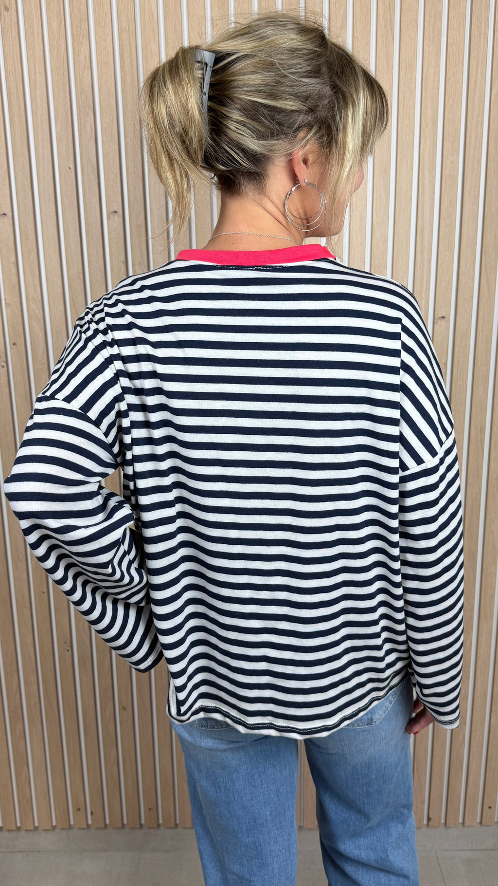 Marinière oversize bleu marine et écru