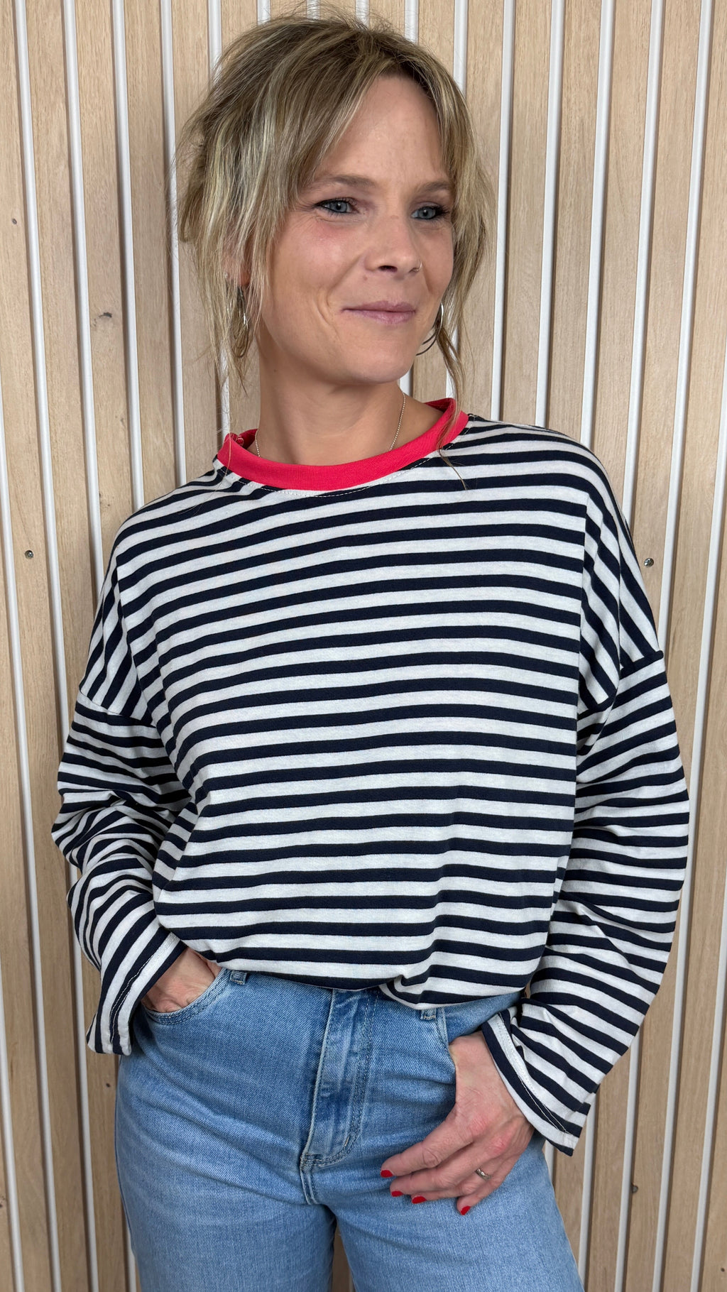 Marinière oversize bleu marine et écru