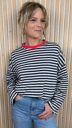 Marinière oversize bleu marine et écru