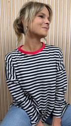 Marinière oversize bleu marine et écru
