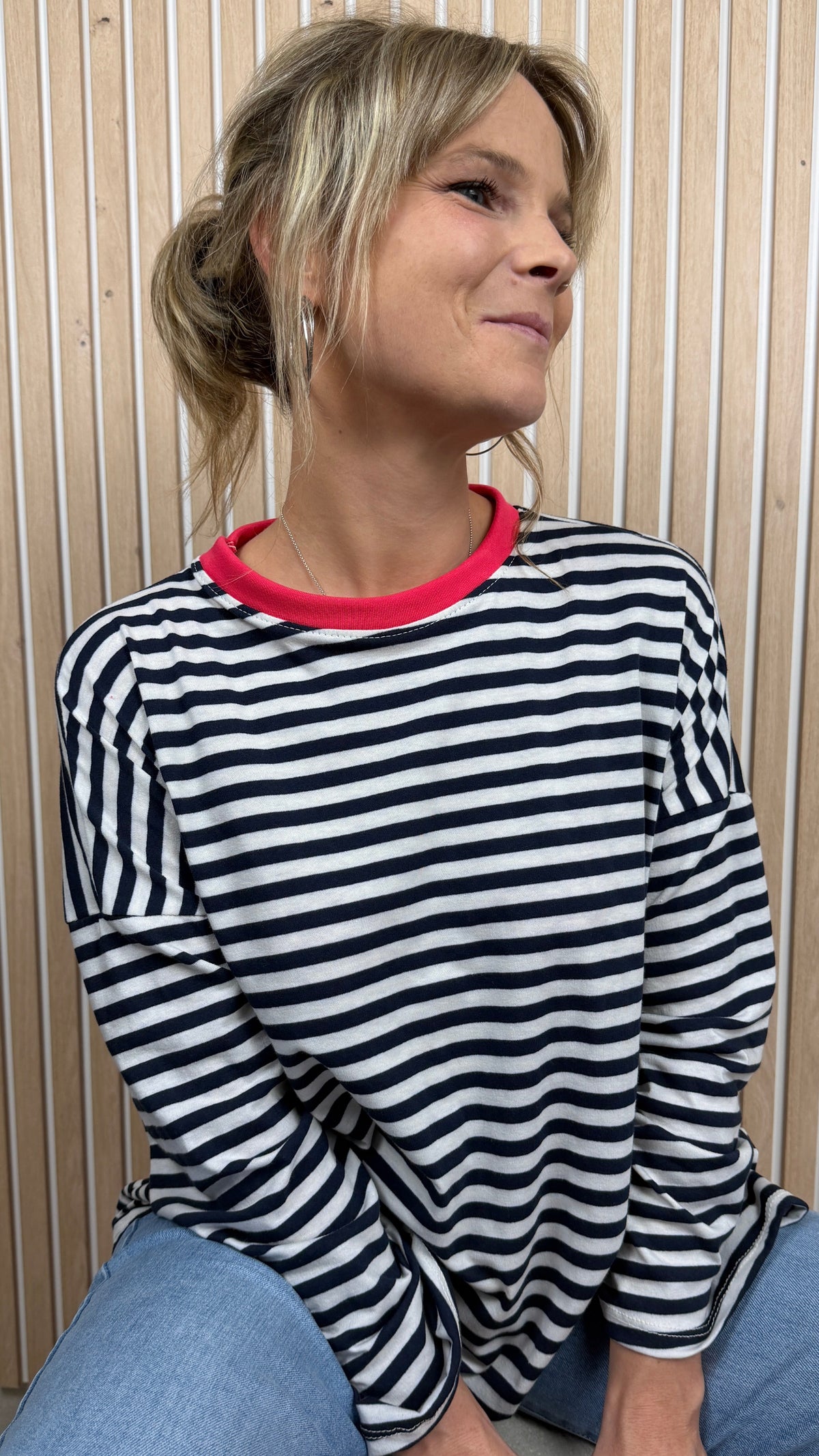 Marinière oversize bleu marine et écru