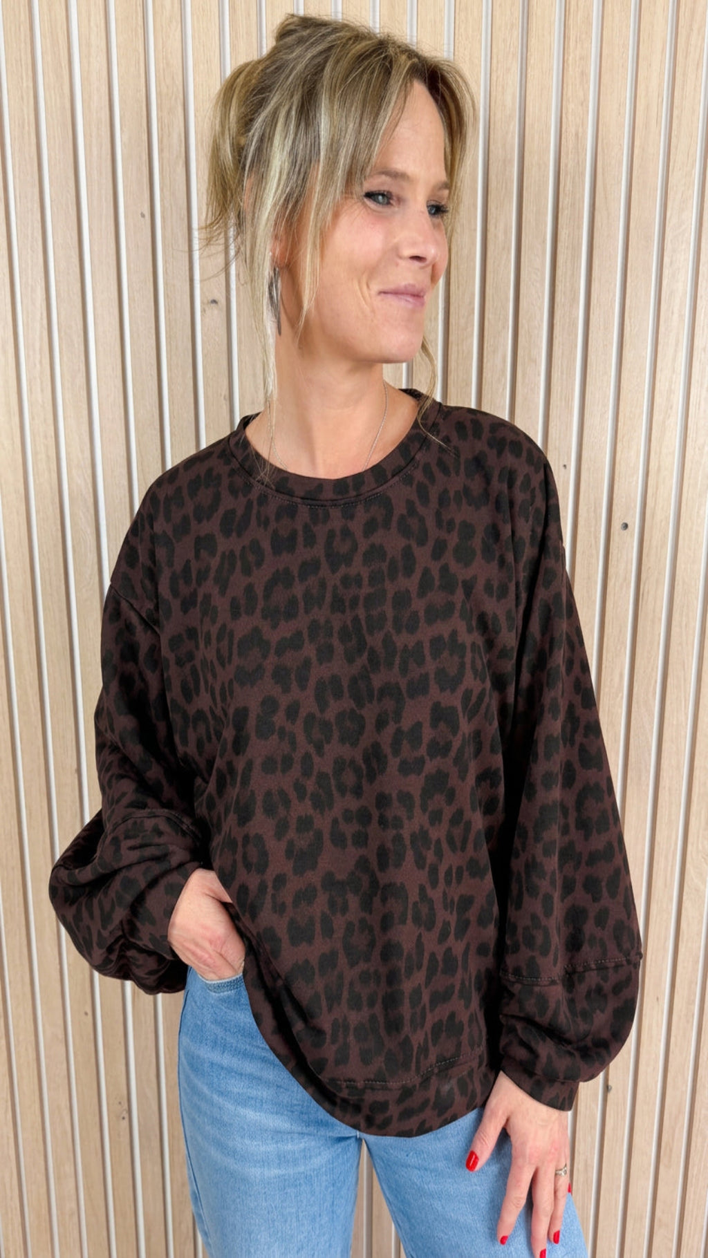 Sweat oversize léopard chocolat et noir