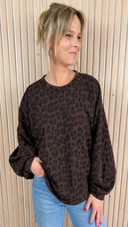 Sweat oversize léopard chocolat et noir