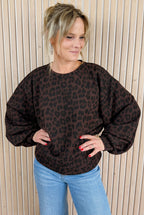 Sweat oversize léopard chocolat et noir