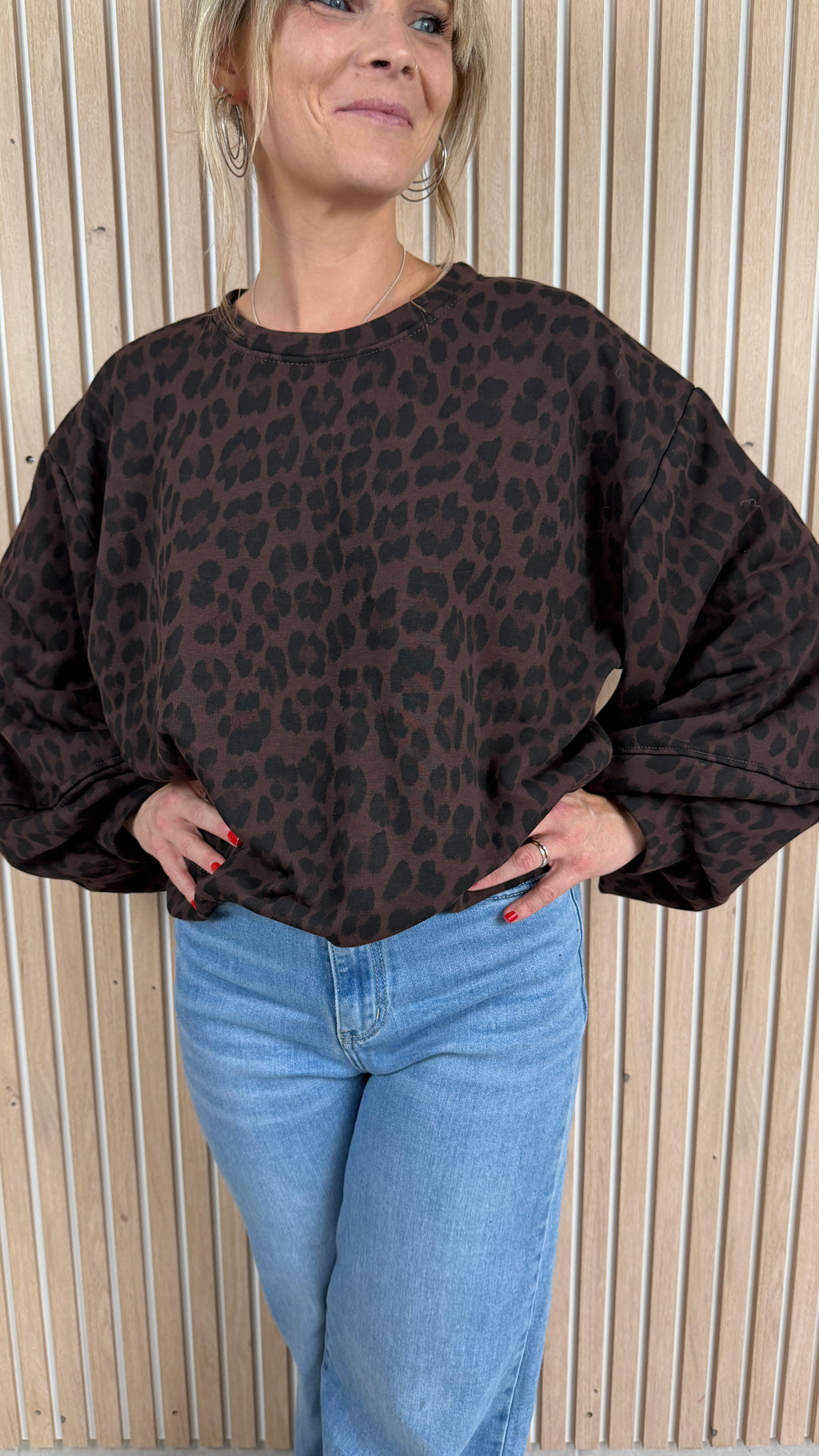 Sweat oversize léopard chocolat et noir