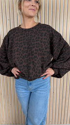 Sweat oversize léopard chocolat et noir