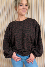 Sweat oversize léopard chocolat et noir
