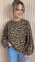 Sweat oversize léopard camel et noir