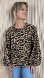 Sweat oversize léopard camel et noir