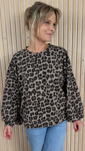 Sweat oversize léopard taupe et noir