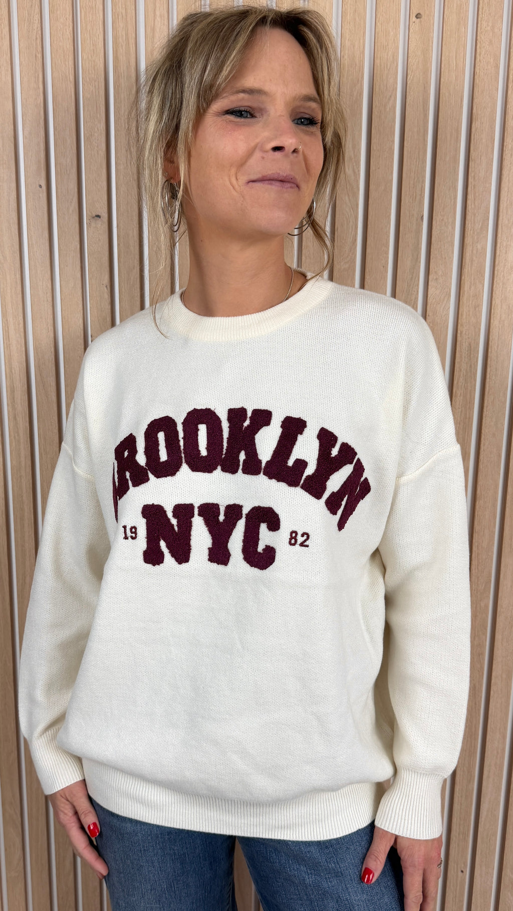 Pull BROOKLYN – Écru & choco