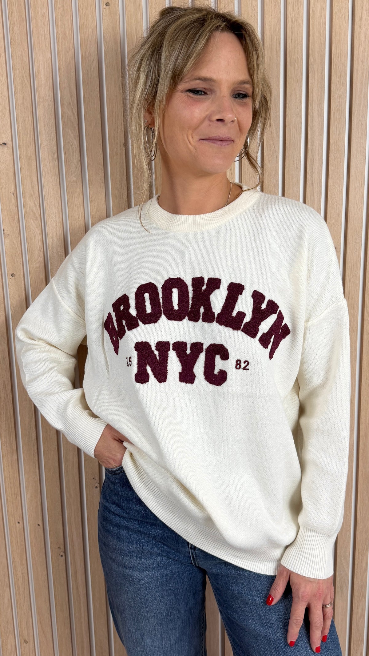 Pull BROOKLYN – Écru & choco