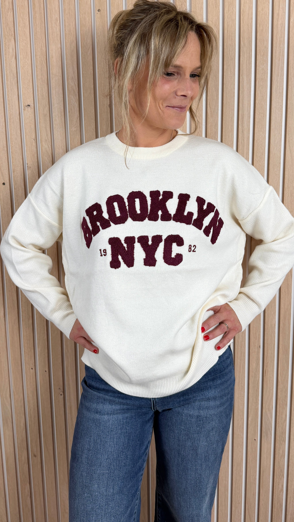 Pull BROOKLYN – Écru & choco