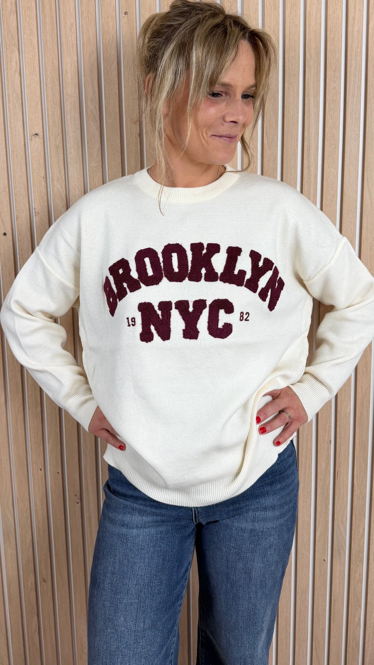 Pull BROOKLYN – Écru & choco