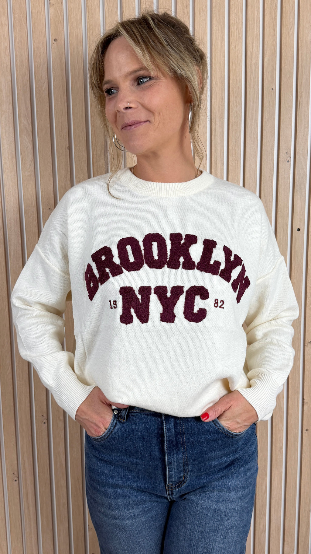 Pull BROOKLYN – Écru & choco