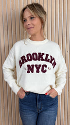 Pull BROOKLYN – Écru & choco