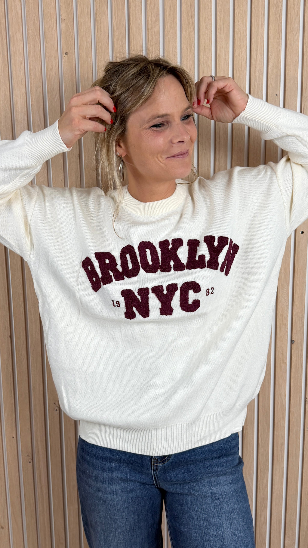 Pull BROOKLYN – Écru & choco