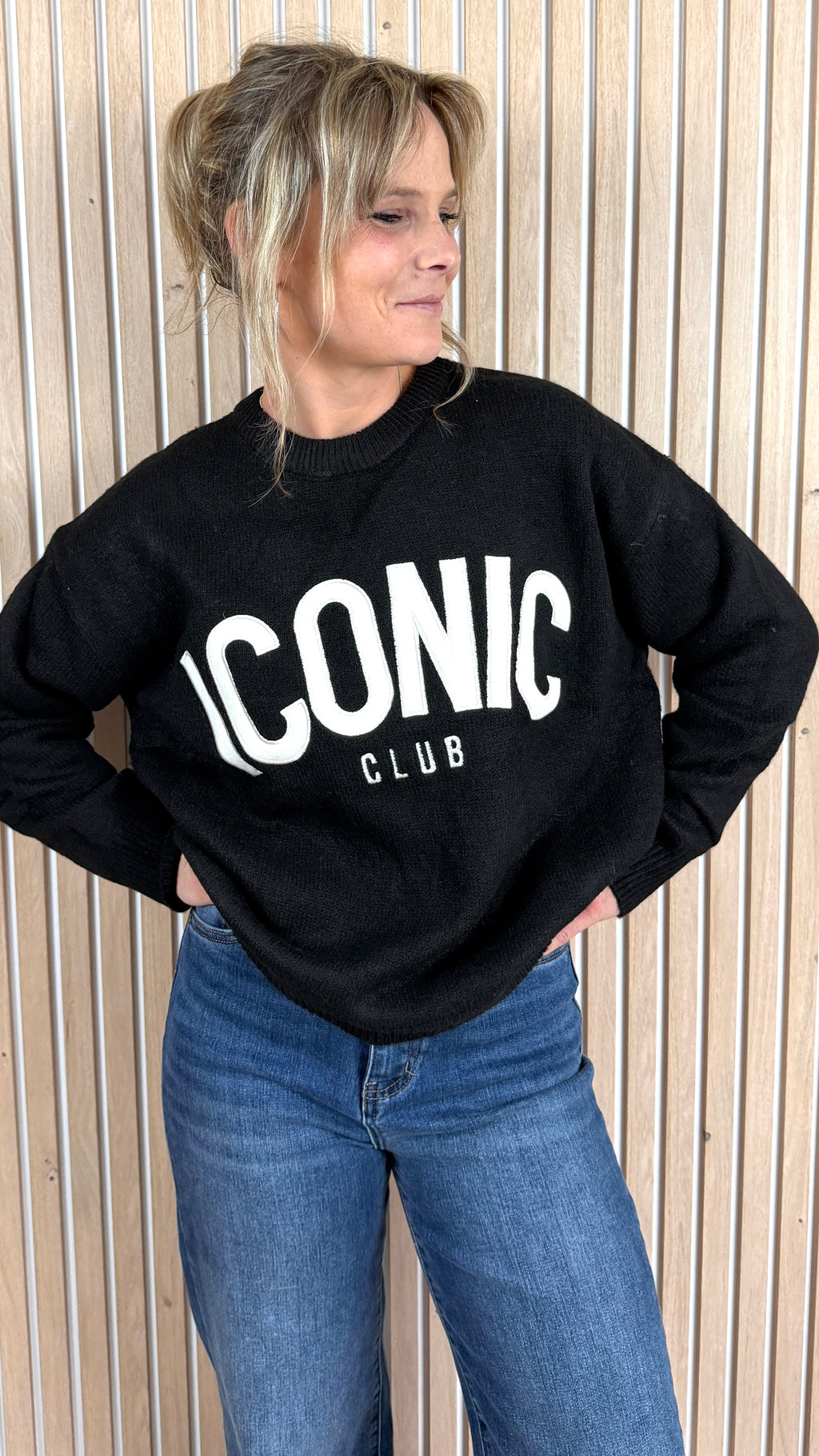 Pull oversize noir ICONIC CLUB