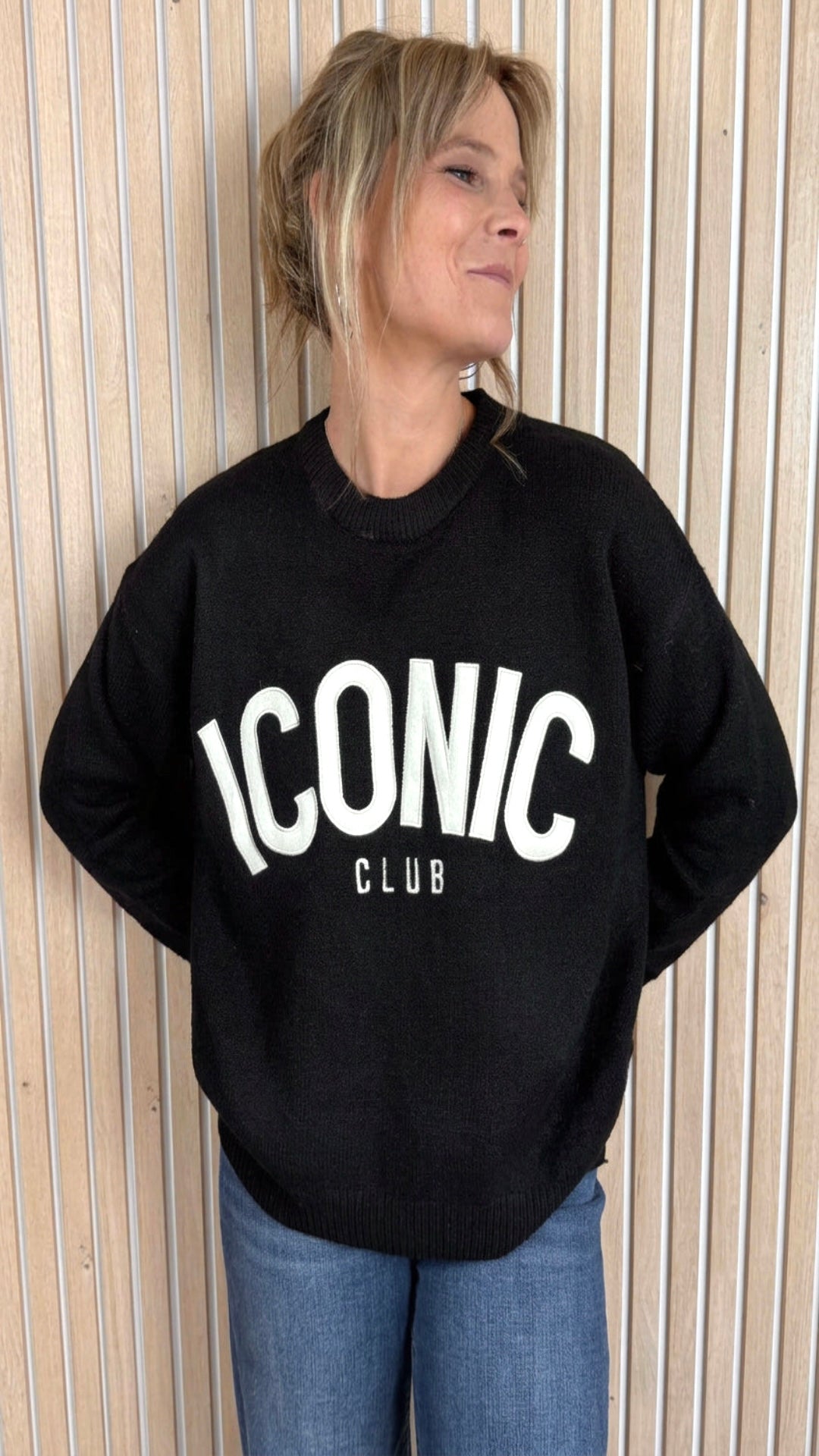 Pull oversize noir ICONIC CLUB