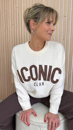 Pull oversize écru ICONIC CLUB
