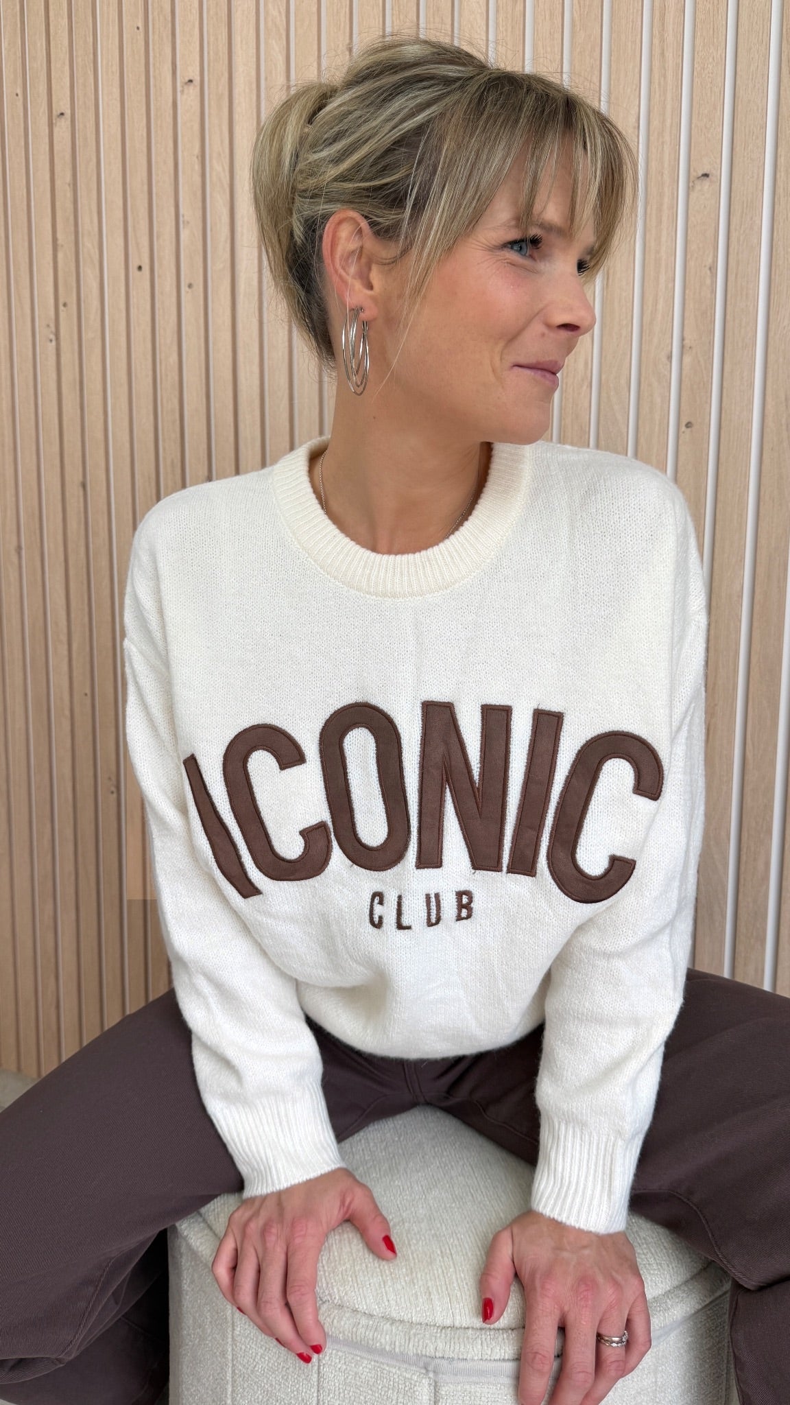 Pull oversize écru ICONIC CLUB