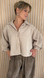 Veste oversize LANA – Beige en velours texturé