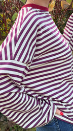 Marinière oversize prune et écru