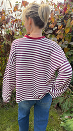 Marinière oversize prune et écru