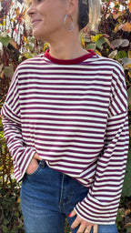 Marinière oversize prune et écru