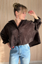 Veste oversize LANA – Choco en velours texturé