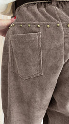 Pantalon velours côtelé taupe
