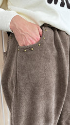 Pantalon velours côtelé taupe