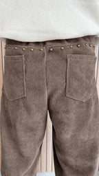 Pantalon velours côtelé taupe