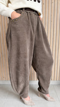 Pantalon velours côtelé taupe