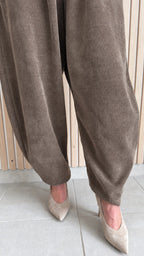Pantalon velours côtelé taupe
