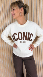 Pull oversize écru ICONIC CLUB