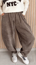 Pantalon velours côtelé taupe