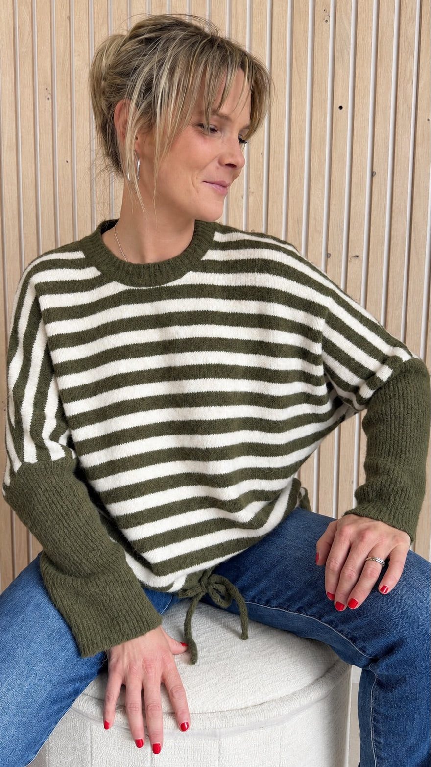 Pull LOU – Rayé vert olive