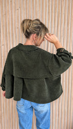 Veste oversize LANA – Kaki en velours texturé