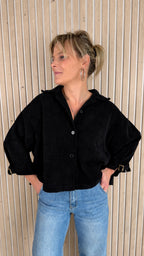 Veste oversize LANA – Noire en velours texturé