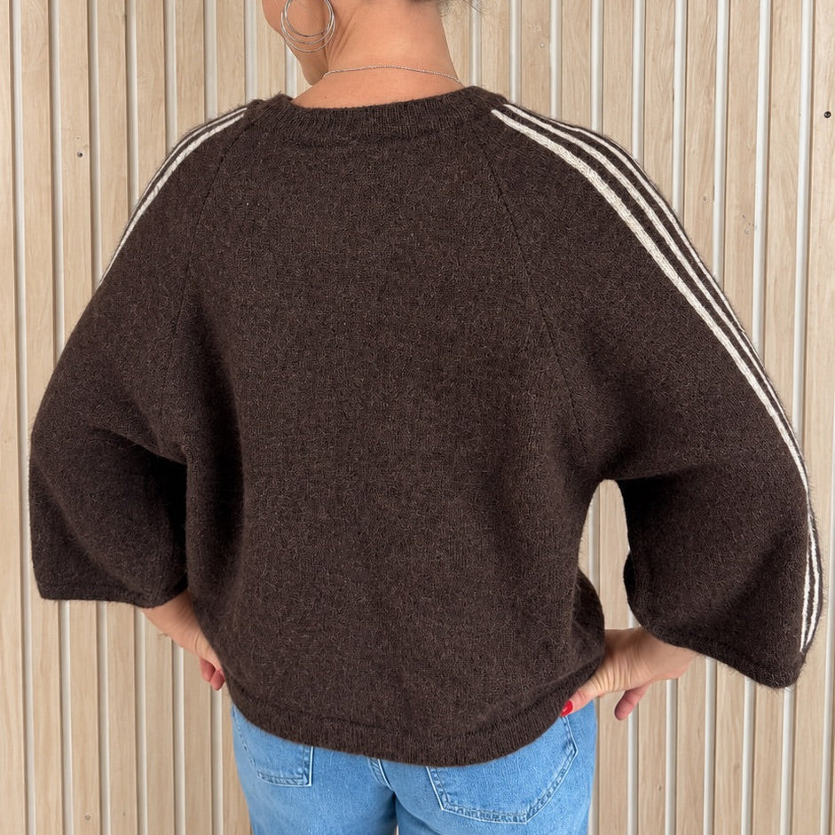 Pull CLARA – Choco chiné à bandes beiges
