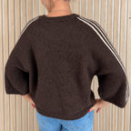 Pull CLARA – Choco chiné à bandes beiges