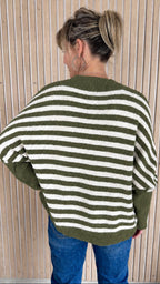 Pull LOU – Rayé vert olive