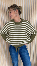 Pull LOU – Rayé vert olive