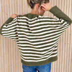 Pull LOU – Rayé vert olive