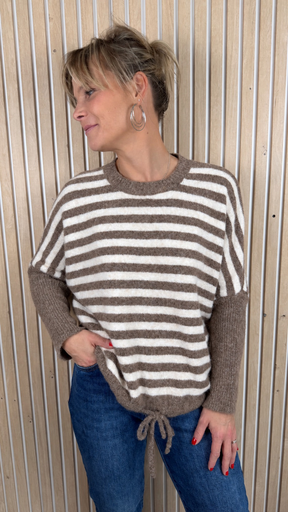 Pull LOU – Rayé taupe